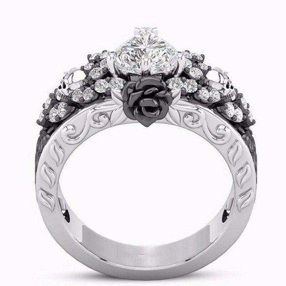 New Fashion  Heart 925 Silver  Sapphire Ring - Picture 2 of 5